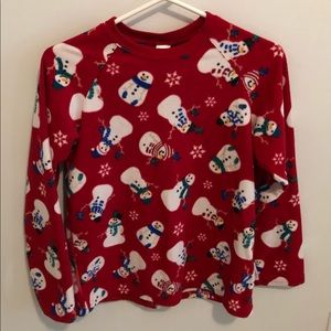 RED LONG SLEEVE AND PANTS WITH SNOWMEN